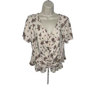 FOREVER 21 Women's Size 3X Pink Floral Flocked Feel Blouse